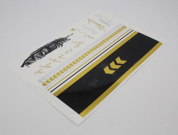 Gold silver and black metallic temporary tattoo, Black ink tattoo