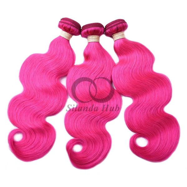 Pink Body Wave Remy Human Hair Bundles Sew In Weave Bundles Brazilian Bundle