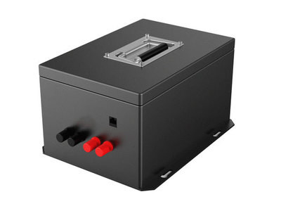 20Ah 48V LiFePO4 Lithium Battery Pack with Recessed Top Carry Handle, Dual Group Red & Black Terminal Studs & DB9 RS485 Communication Port for Electric Stacker, MSDS Certified