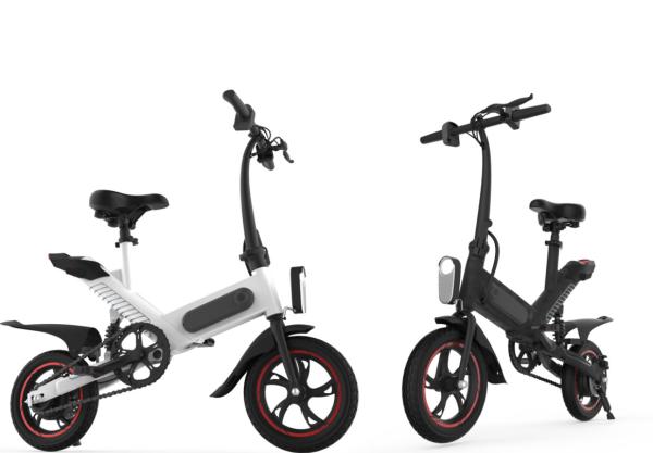 White / Black Compact Folding Electric Bike , 12 Inch Folding Electric Road Bike