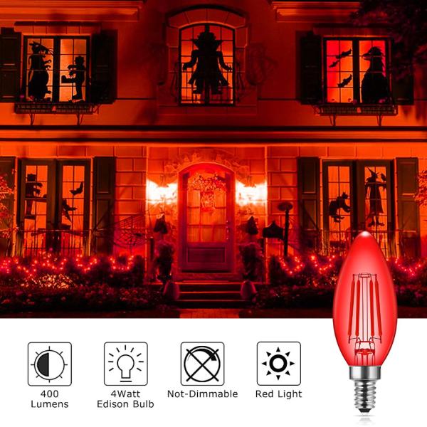 электрическая лампочка канделябров партии шариков 2400K C35 E12 4W красная покрашенная Edison красная
