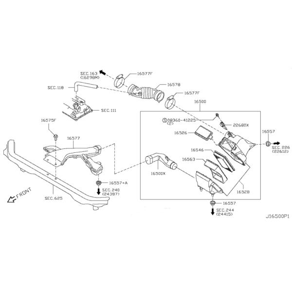 2WD HR16DE Engine Air Hose Air Filter Intake Tube Nissan Tiida 2004-2012