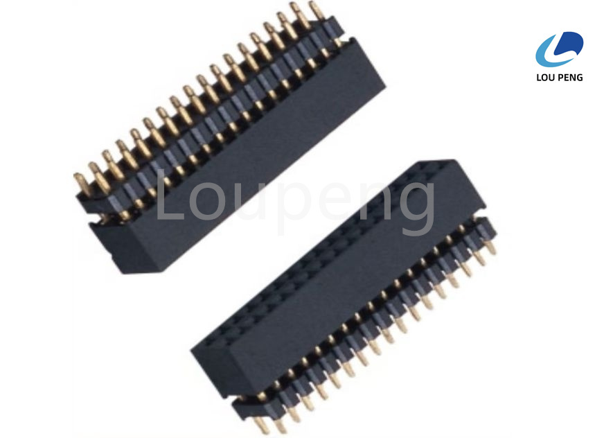 Gold Plating Female Header Connector Polyester UL94V-0 Insulator Material Durable Electrical Connector for Circuit Boards
