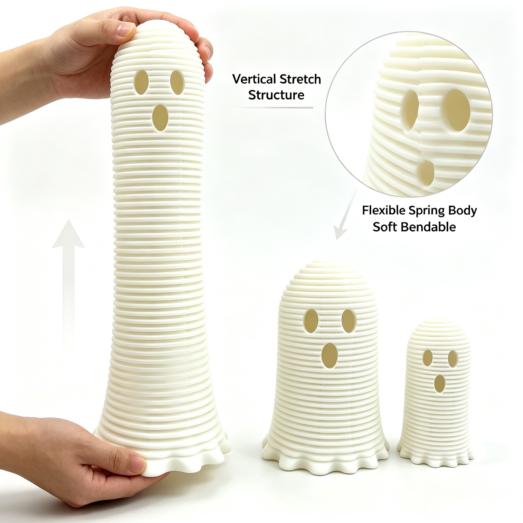 Stretch Spring Ghost Fidget Toy, 3D Printed Holiday Decoration for Halloween Table Decor