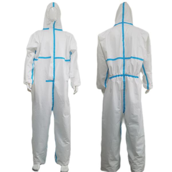Customizable CE Nonwoven Microporous Medical Protective Coverall With Elastic Wrist Ankle Cap Brim
