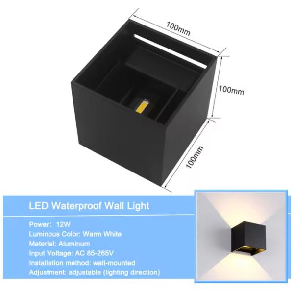 Color Rendering Index Ra 80 Modern Outdoor Wall Light LED Waterproof IP65 Up Down Light