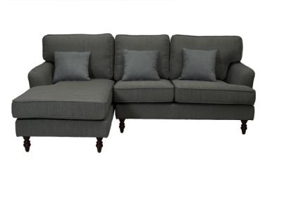 Living Room Linen Fabric Sofa With Foam Imitated Linen Solid Wood Legs