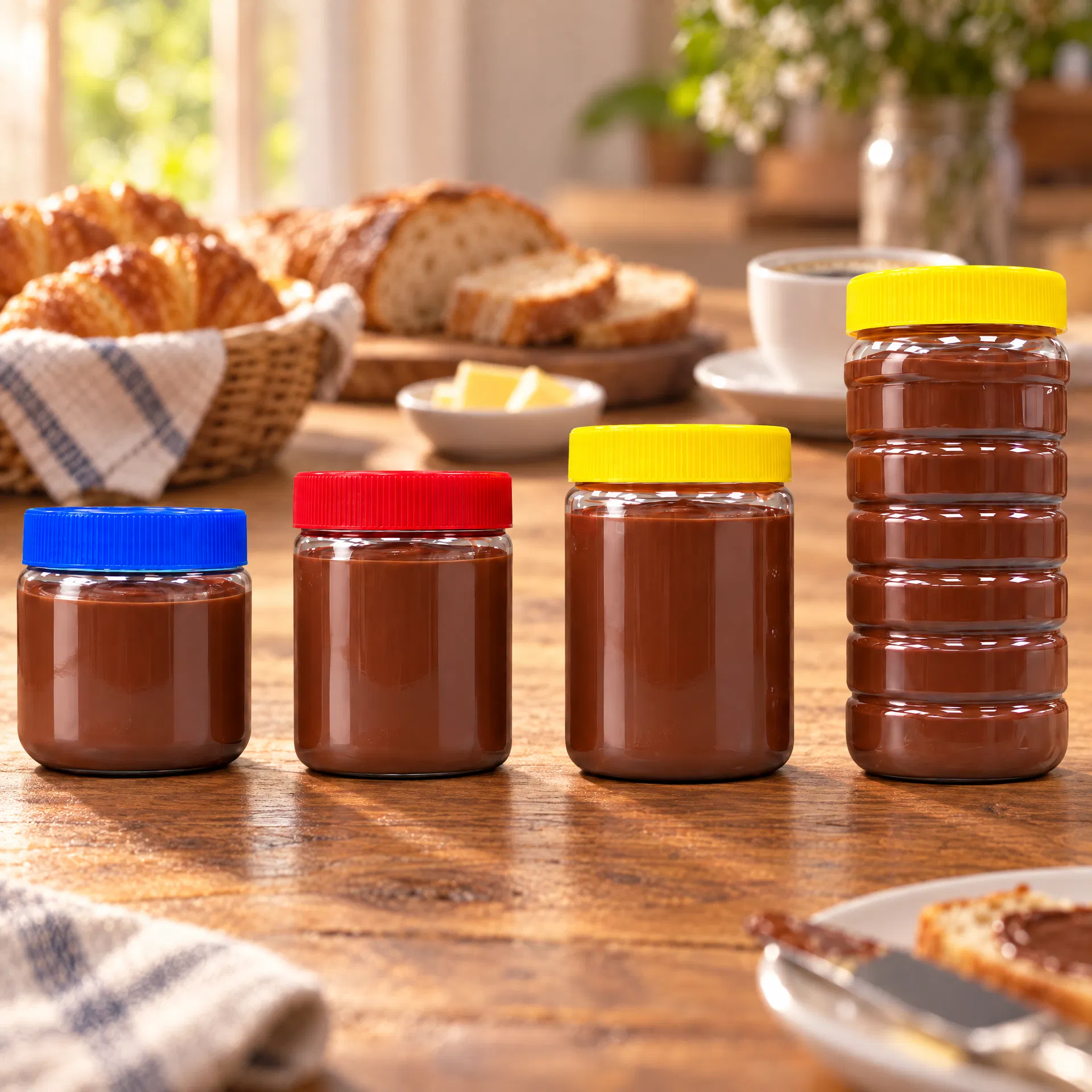 Clear PET Jars For Chocolate Spread Filled At 40 C Or Below