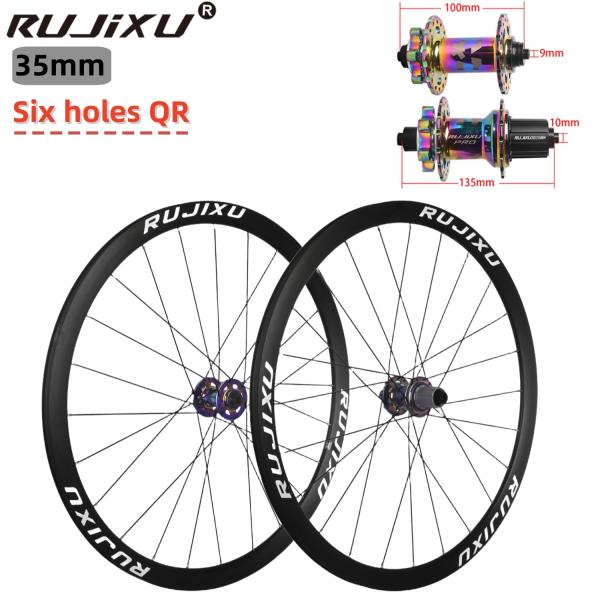 RUJIXU High Quality 700C 35mm Road Bike Wheelset Disc Brake Circular Spokes Clincher Aluminum Alloy Bicycle Wheel