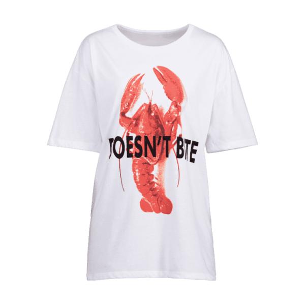 2018 Summer White Short Sleeve Printed Cotton Women T Shirt