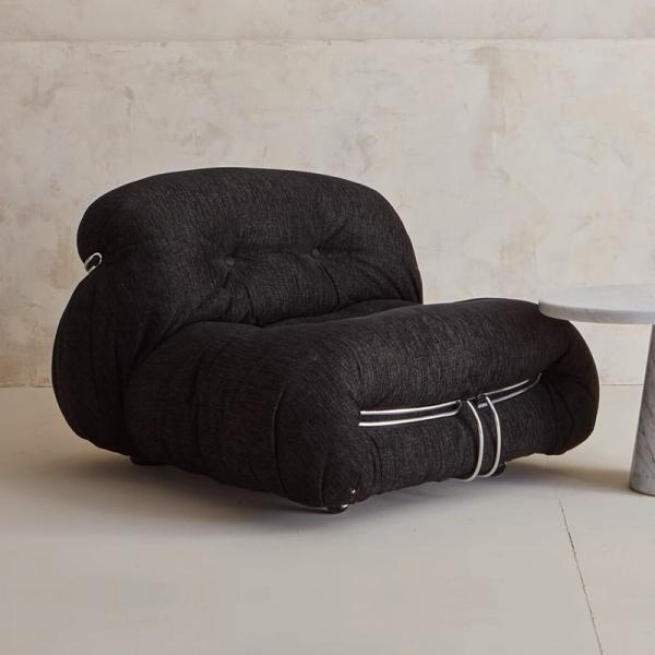 French Retro Fabric Single Sofa Chair Lazy Lounge Chair For Living Room And Bedroom