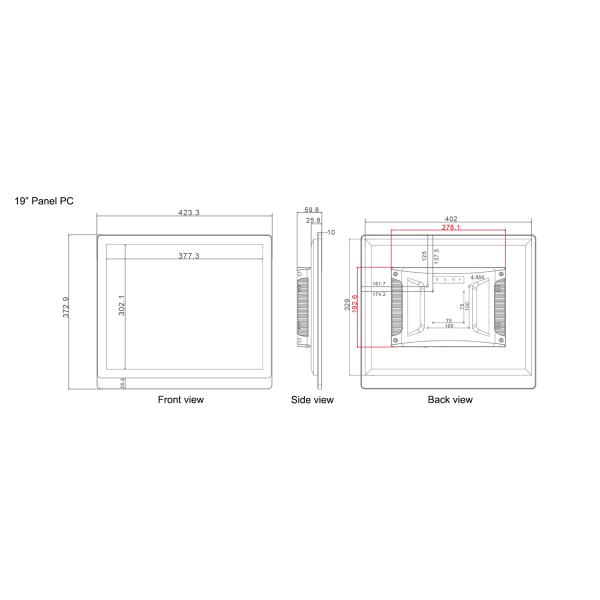 ПК экрана касания алюминиевого сплава промышленной установленный панелью дизайн 19 дюймов полностью заключенный