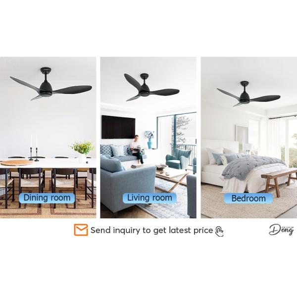 Ventilador de teto ABS preto com lâminas ABS 3* 6 Velocidade do vento ajustável e controle remoto