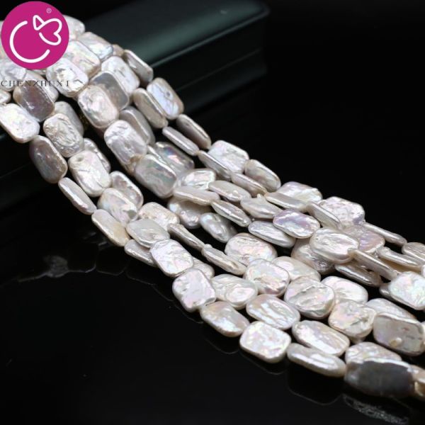 Cheap Price 13-15mm Natural White Loose Real Freshwater square Pearl Beads Strand