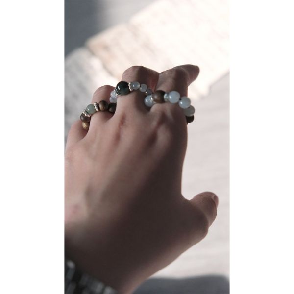 Agarwood Jade Ring Natural Stone Soothing Effect Air Purification