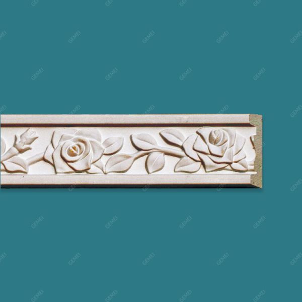 GB-82033 European Style Urethane Carved Flame Resistance Decorative Cornices Moldings For Office Building