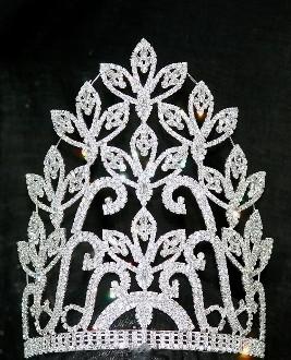 Large leaves rhinestone crowns and tiaras for pageant girls lady hot sale tall crowns supplier whosale pageant crowns