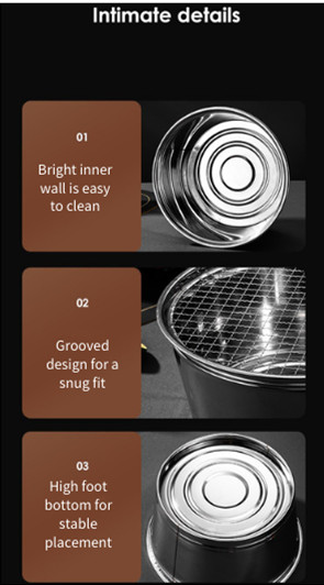 Портативная гриль для барбекю из нержавеющей стали 29 см для кемпинга