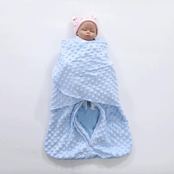 Polyester Minky Fleece Swaddle Blanket Newborn Baby Sleep Sack Swaddle Wrap