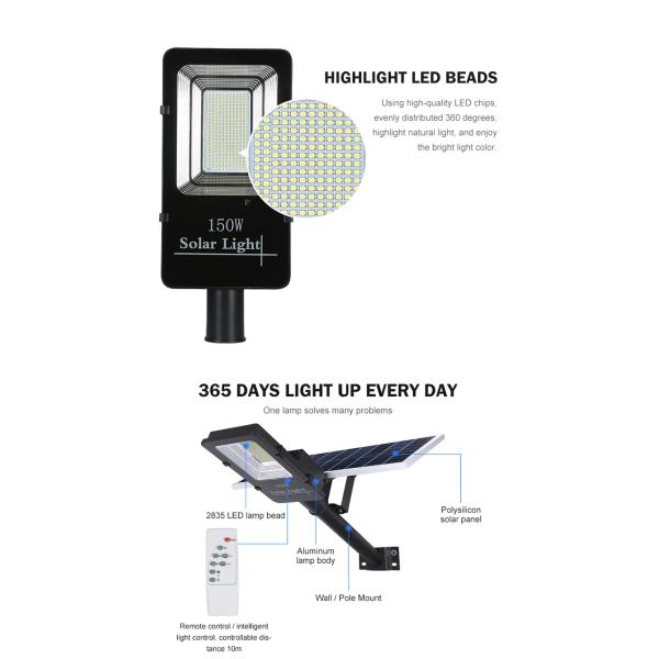 4500lm Pole Mounted Solar Light , 300W 620mm Solar Outdoor Street Light
