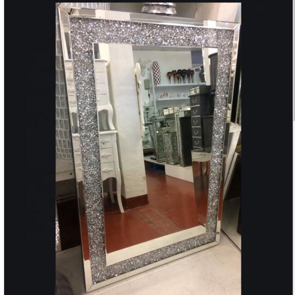 Glass LED Crystal Bedroom Wall Mirror Decorative Full Length Home Furniture