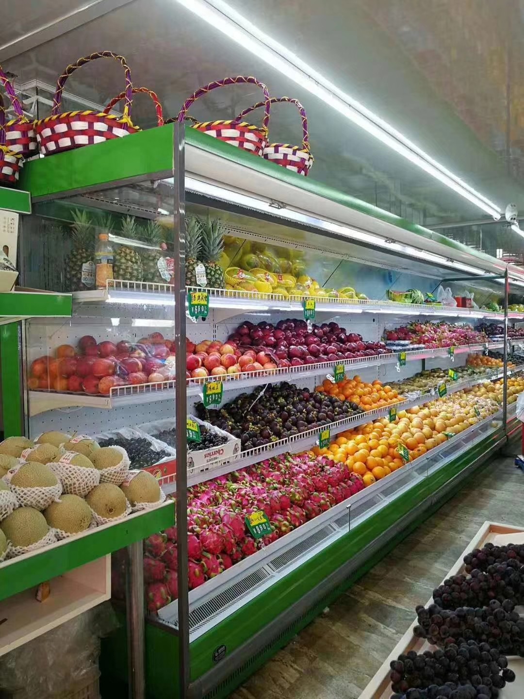 холодильник открытой выкладки 3.75М длинный, коммерчески холодильник дисплея гастронома с вентиляторными двигателями ЭБМ