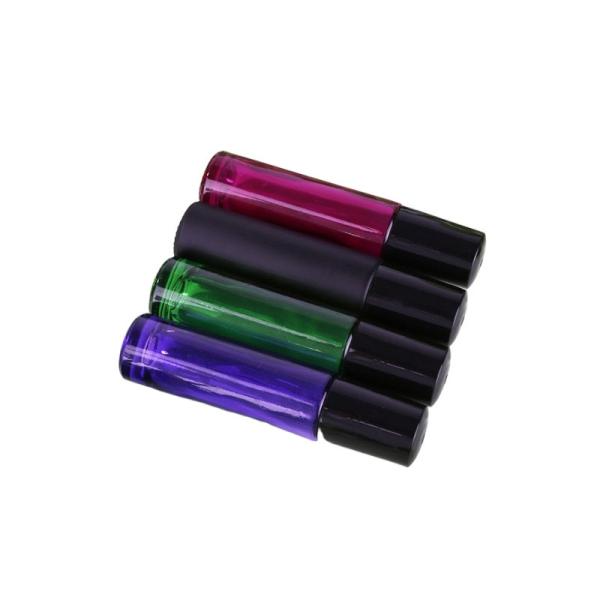 Bouteille d' huile parfumée rose noir vert violet coloré vide en rouleau 3 ml 5 ml 8 ml 10 ml 15 ml avec couvercle
