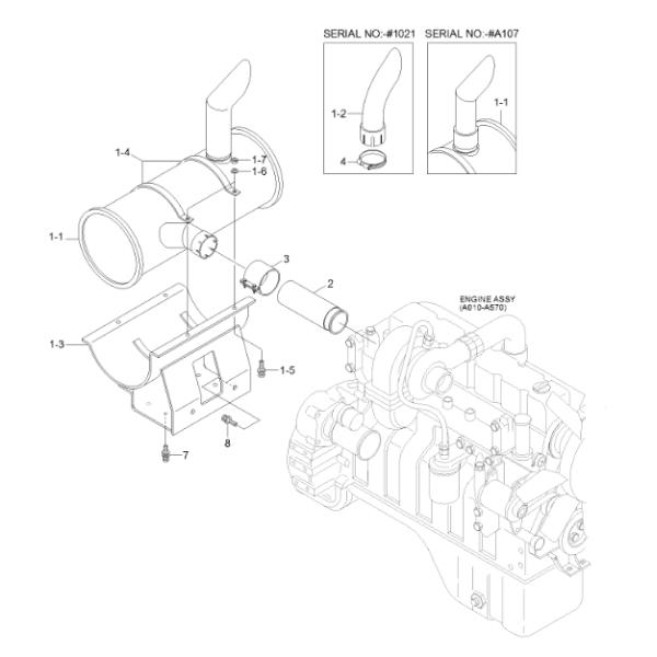 11N6-33010 11N633010 Muffler HYUNDAI Excavator Engine Parts R210LC7