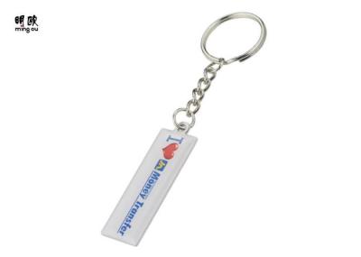 Rectangle Shape Stainless Steel Keyring For Printed Logo And Epoxy