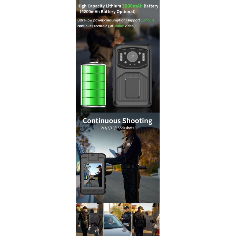 Factory OEM/ODM 4G Body Worn Camera 2K HD Video 48MP Photo IP68 Waterproof 2.4 LCD Screen IR Night Vision Security Body Camera