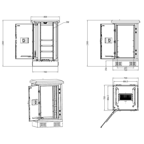 На открытом воздухе электрический шкаф ИП55 гальванизировал стальную одиночную стену без термоизоляции