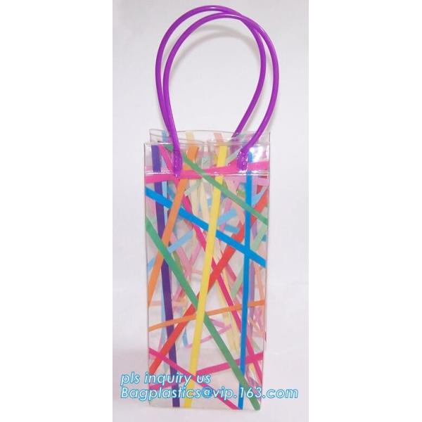 Wine Chiller, Wine Cooler Plastic bag, PVC Wine Cooler Bag, Refillable Travel Plastic Pvc Bottle Ice Tote Red Wine Coole