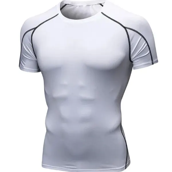 Outdoor Gym Slim Fit Mens Sport Tee Shirts Quick Drying  Short Sleeve
