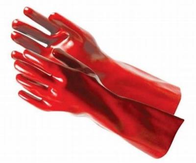 Luvas do trabalho do PVC da cor vermelha, resistência mecânica da resistência química das luvas do PVC boa