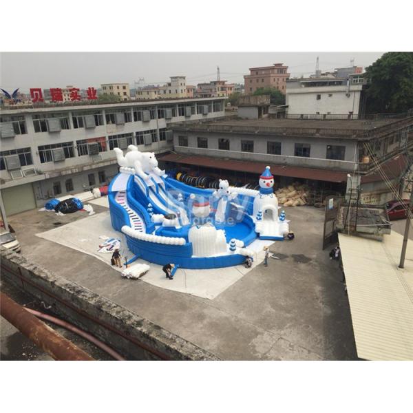 Parc aquatique gonflable d'ours étonnant extérieur avec le bleu et le blanc de glissière