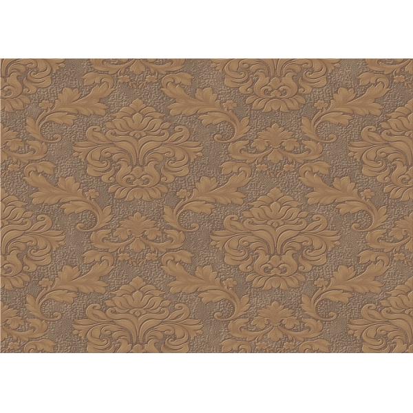Beige / Yellow / Brick-red 3D Effect Deep Embossed Floral Wallpaper For Bedroom Background