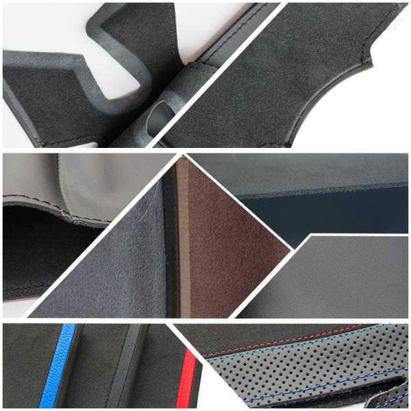 Wood Grain Carbon Fiber Beige Leather Hand Sewing Custom Steering Wheel Cover For Volvo S80 2010 XC70 2011