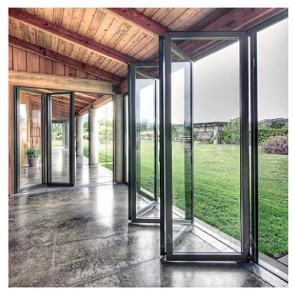 Skate Large-Scale Aluminum Thermal Break Black Aluminium Alloy Bi-Fold Doors for Glass