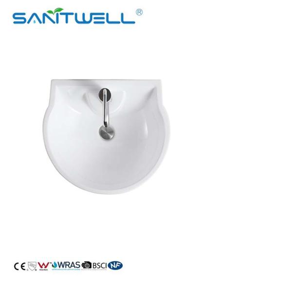 China Suppliers Great Quality Ceramic Pedestal Basins White Color With Overflow Hole Fixing To Wall