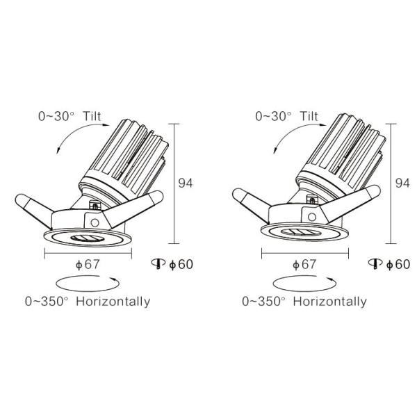 Pin Hole Directional 10 Watt High CRI Led Downlight Lamps For Hotels , 3 Years Warrantly