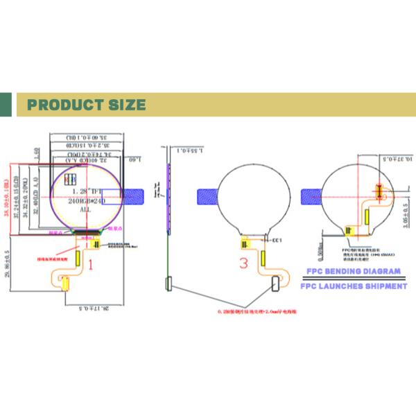 Round IPS 1.28inch TFT LCD Displays For Watch Medical Equipment