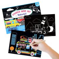 Éraflure magique Art Crafts Scratch Sticks Set de thème de véhicule de 12 feuilles pour l'enfant