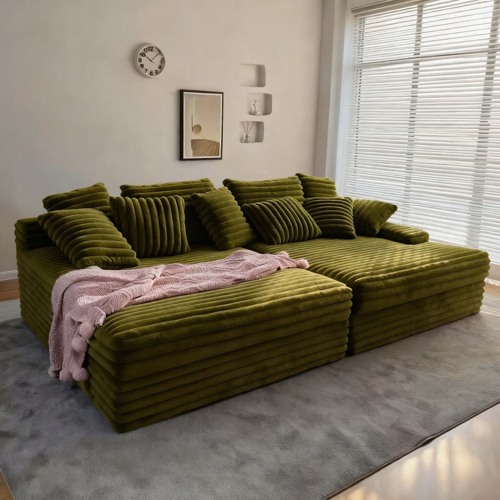 OEM Custom Vacuum Compressed Sofa Bed Modular Velvet High Density Sponge Apartment Hotel Villa Modern Leisure