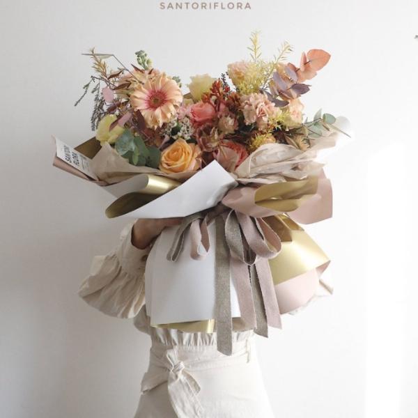 Plastic Florist Wrapping Bouquet Packing Paper Valentine's Day Dual-Color Film Waterproof Gold Paper for Flower Packaging