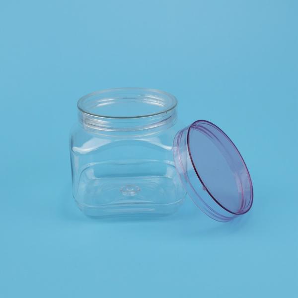 Clear 211# Screw Lid Pet Cookie Jar Square Shape Plastic Food Containers 380ml