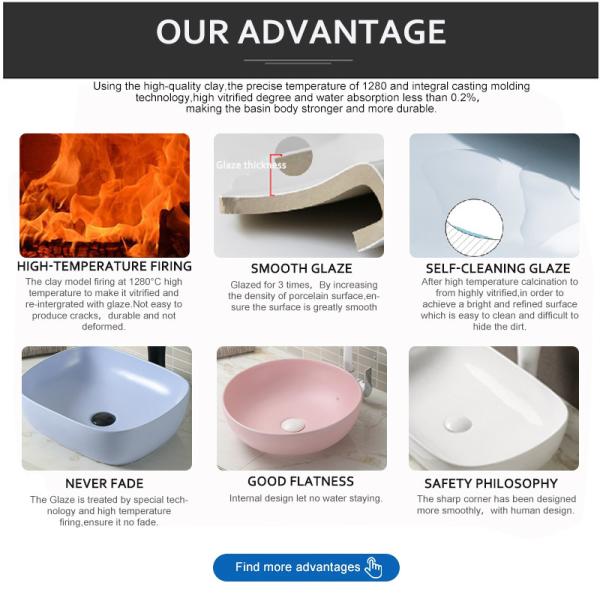 Ceramic Oval Counter Top Bathroom Sink 18 Inch 15 Depth