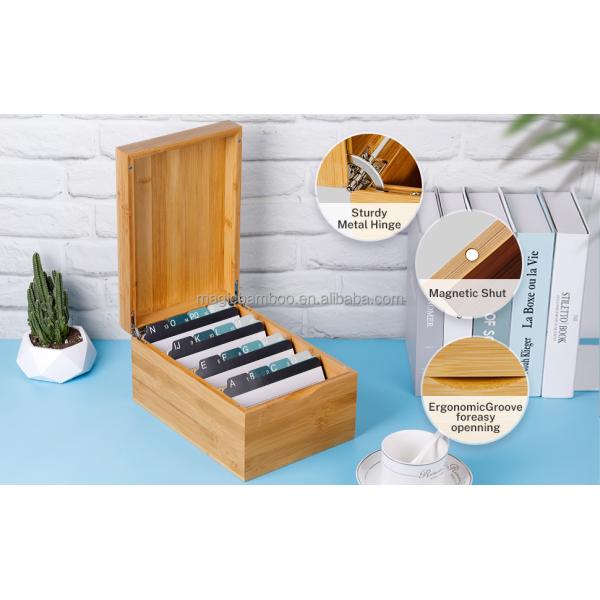 Professional Bamboo Desktop Business Card Holder With Index Cards GLOSSY Load ≤5kg