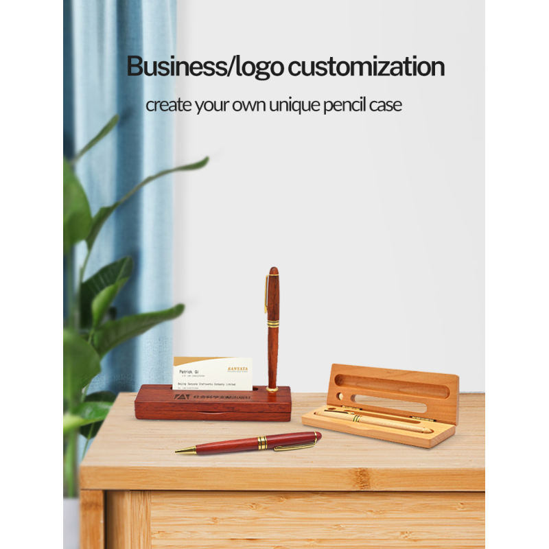 Multifunctional Wooden Business Pen case Customisable with Logos for Corporate Gifts.