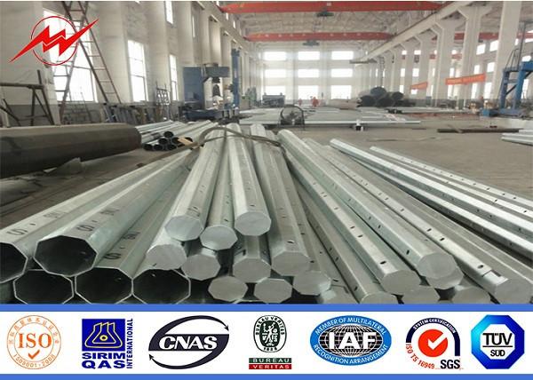 69kv Galvanized Steel Pole , Electric Power Poles With  And BV Certificate
