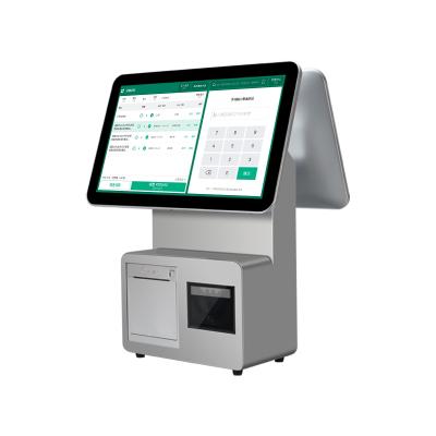 Caisse enregistreuse POS à double écran 15,6 pouces, processeur I3, 4+64 Go, système de point de vente pour la vente au détail, terminal POS pour supermarché